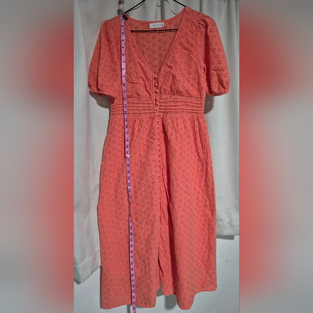 All in Favor Coral Eyelet Maxi Dress